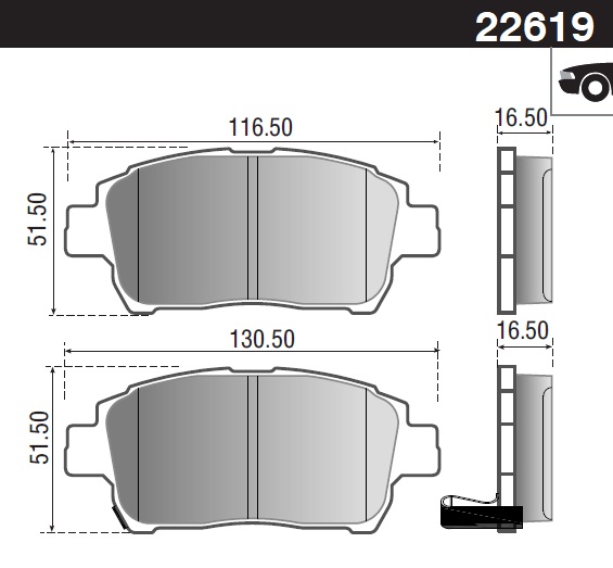 PASTILLA LIFAN X50 16/  130,5x51,5x16,5  DEL
