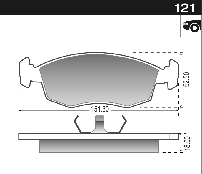PASTILLA PALIO UNO TURBO LINEA C/CABLE  151,3x52,5x17,3  DEL