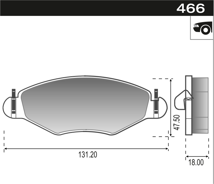 PASTILLA 206 207 KANGOO  131x47,3x18  DEL