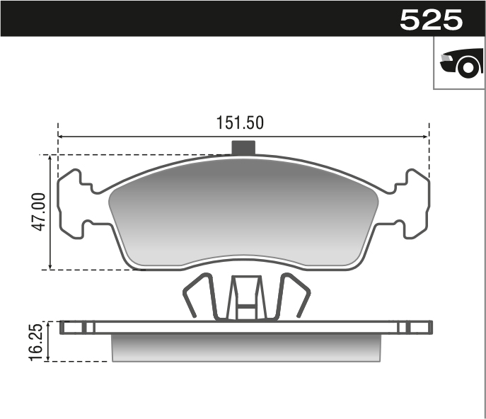 PASTILLA C3 UNO WAY SIENA PALIO 208  151,5x47,3x16,3  DEL