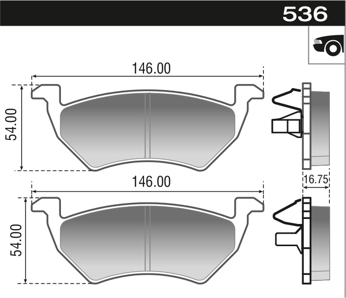 PASTILLA GOL TREND VOYAGE SAVEIRO  146x54x17  DEL