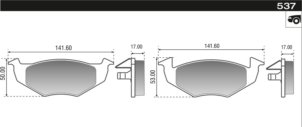 PASTILLA GOL TREND SAVEIRO VOYAGE  141,6x53/50x17  DEL