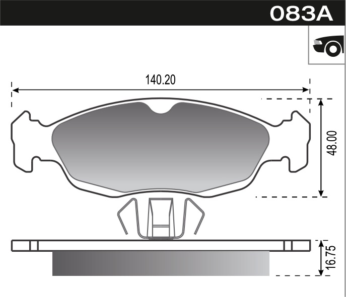 PASTILLA AGILE CORSA 1.6 PRISMA CLASSIC  141,3/140x48,3x16,2  DEL