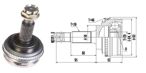 [4603] [Roll] HOMOCINETICA COROLLA  SEG.EXT.  ABS48  RUEDA  26/29