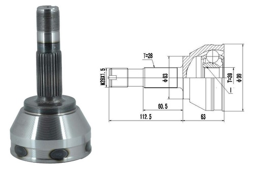 [4961] [Roll] HOMOCINETICA BOXER DUCATO  SEG.INT.  ABS54  RUEDA  28/39