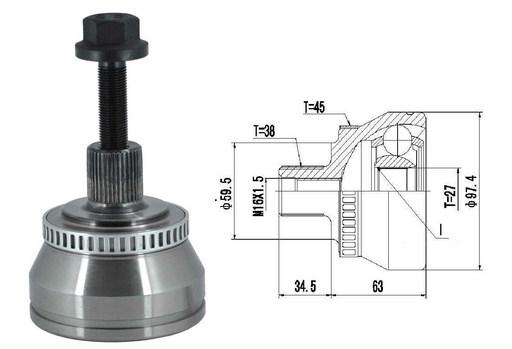 [4900F] [Roll] HOMOCINETICA A4 PASSAT  SEG.INT.  ABS45  RUEDA  38/27