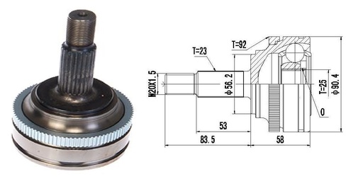 [4956R] [Roll] HOMOCINETICA R21 SAFRANE  SEG.EXT.  ABS92  RUEDA  23/25