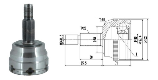 [4959A] [Roll] HOMOCINETICA MASTER 2 MN  SEG.INT.  ABS51  RUEDA  28/36