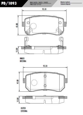 [PD1093] [Frasle] PASTILLA TUCSON I30  93,5x41x16  TRAS