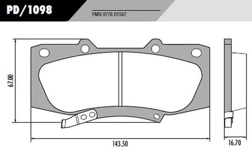 [PD1098] [Frasle] PASTILLA HILUX 2.5 05/  143,5x67x16,7  DEL
