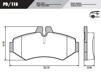 [PD118] [Frasle] PASTILLA SPRINTER 310 312 313  125,8x61x18,2  TRAS