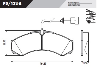[PD122A] [Frasle] PASTILLA IVECO DAILY 97/ CABLE  164,6x66,5x20,3  D/T