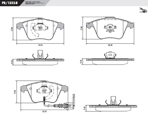 [PD1232B] [Frasle] PASTILLA A3 GOLF 04/  156,4/155x73x19,3  DEL