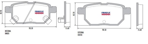 [PD1320] [Frasle] PASTILLA COROLLA XRS 12/  98,5x42,7x15,5  TRAS