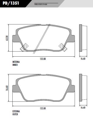 [PD1351] [Frasle] PASTILLA KIA OPTIMA 10/  133x56,5x16,5  DEL