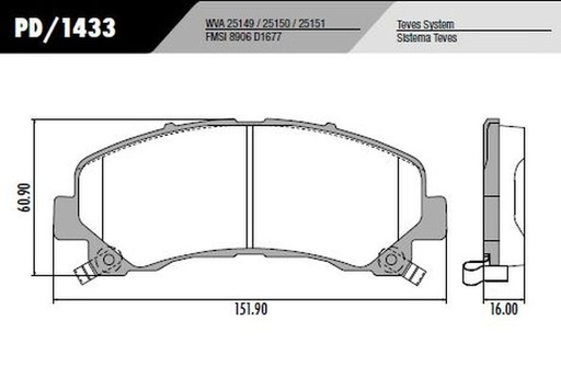 [PD1433] [Frasle] PASTILLA S10 LS LTZ  151x60x16  DEL