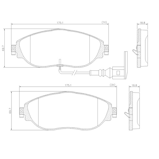 [PD1585B] [Frasle] PASTILLA A3 TIGUAN 16/  175x69,7x19  DEL