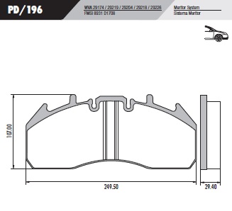 [PD196] [Frasle] PASTILLA MAGNUM PREMIUM  249,3x110x29  DEL/TRAS
