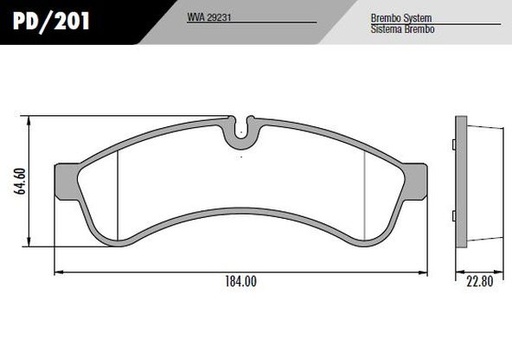 [PD201] [Frasle] PASTILLA IVECO DAILY 70C16  184x64,6x22,8  TRAS