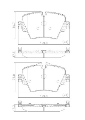 [PD2247] [Frasle] PASTILLA BMW MINI COOPER 18/  129x75/69,7x17,3  DEL
