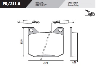 [PD311A] [Frasle] PASTILLA 504 GR 505 PICK UP RURAL  78x64,5x16,7  DEL