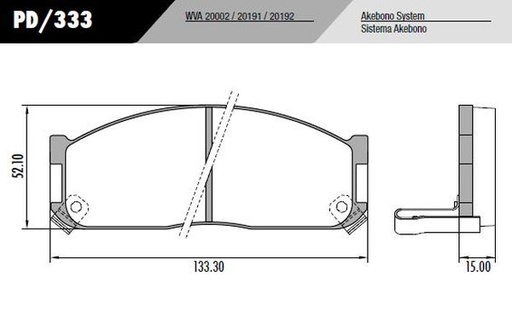 [PD333] [Frasle] PASTILLA MAZDA 626  133,2x52,1x15  DEL