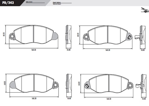 [PD342] [Frasle] PASTILLA TRANSIT 16" BOSCH  168,6x65,3x18,5  DEL