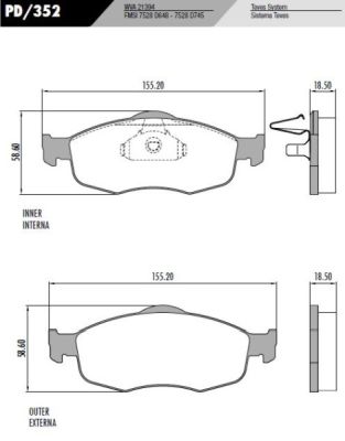 [PD352] [Frasle] PASTILLA MONDEO  155x58,5x18  DEL