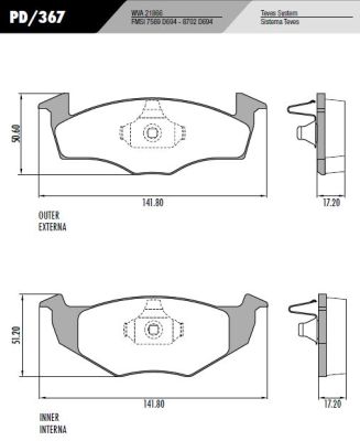 [PD367] [Frasle] PASTILLA POLO SOLIDO  141,5x51x18,7 / 141,5x50,6x19  DEL