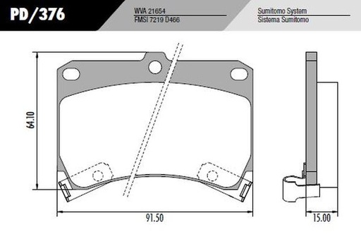 [PD376] [Frasle] PASTILLA MAZDA 121  91,5x64x15  DEL