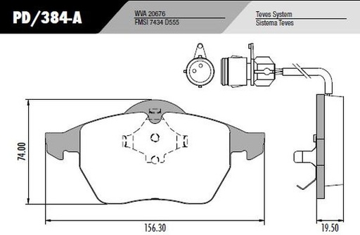 [PD384A] [Frasle] PASTILLA A4 GOLF PASSAT  156,3x74x19,5  DEL