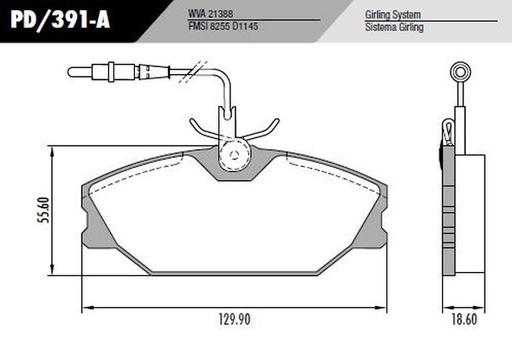 [PD391A] [Frasle] PASTILLA 306 MEGANE  130x55,4x18,3  DEL