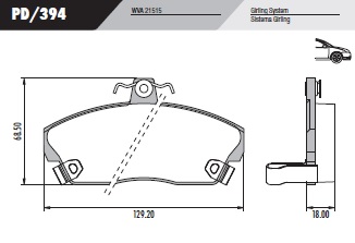 [PD394] [Frasle] PASTILLA CIVIC ROVER  129x68,5x17,5  DEL