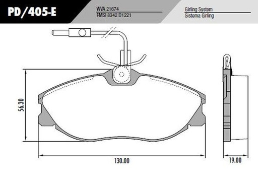 [PD405] [Frasle] PASTILLA 306 406 2.0  130x56,3x19  DEL
