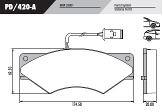 [PD420A] [Frasle] PASTILLA IVECO DAILY 59.12  174,5x69,5x20  D/T
