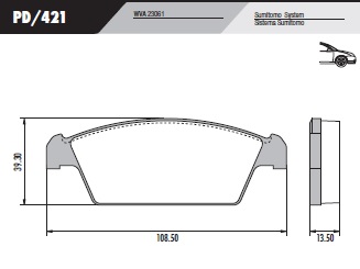 [PD421] [Frasle] PASTILLA DAEWOO TICO  108,5x39,3x13,5  DEL