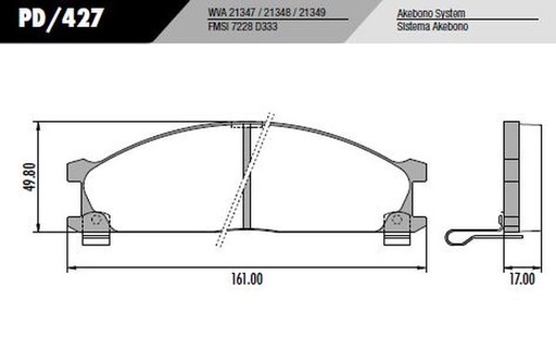 [PD427] [Frasle] PASTILLA FRONTIER COROLLA  161x49,8x17  DEL