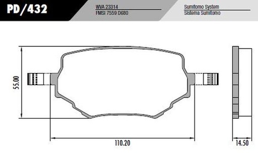 [PD432] [Frasle] PASTILLA GRAND VITARA  110x55x13,5  DEL