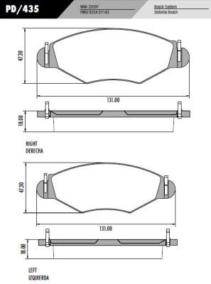 [PD435] [Frasle] PASTILLA 206 207 KANGOO  131x47,3x18  DEL