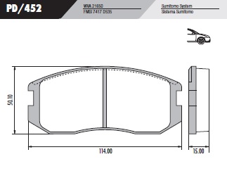 [PD452] [Frasle] PASTILLA COLT LANCER  114x50x15  DEL