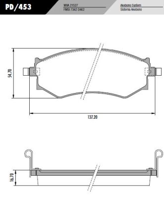 [PD453] [Frasle] PASTILLA ELANTRA  137,2x54,7x16,7  DEL