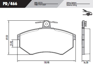 [PD466] [Frasle] PASTILLA A4 PASSAT VENTI  119x69,5x16,3  DEL