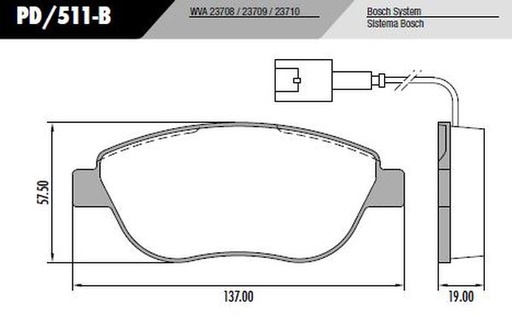 [PD511B] [Frasle] PASTILLA FIAT 500 STILO  137x57,5x19  DEL