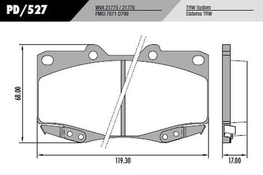 [PD527] [Frasle] PASTILLA HILUX 05/  119,3x68x17  DEL