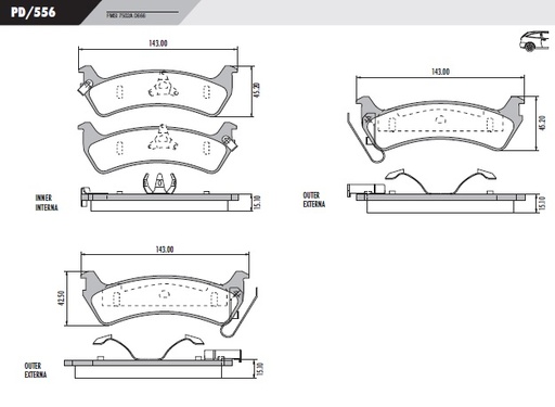 [PD556] [Frasle] PASTILLA GRAND CHEROKEE  143x45,2x15  TRAS