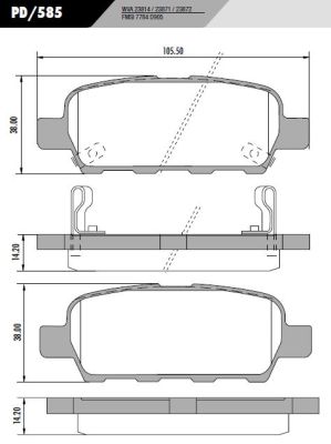 [PD585] [Frasle] PASTILLA SENTRA VERSA  105,5x38x13,5  TRAS