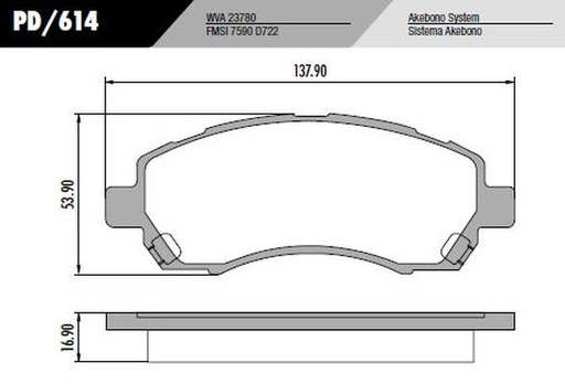 [PD614] [Frasle] PASTILLA IMPREZA 14"  138x54x17  DEL