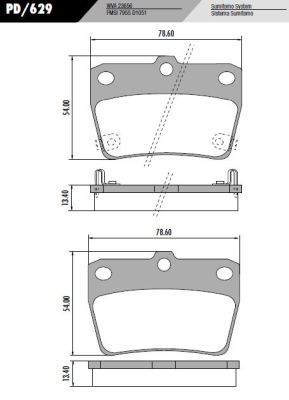 [PD629] [Frasle] PASTILLA TIGGO RAV4  78,6x54x13,4  TRAS