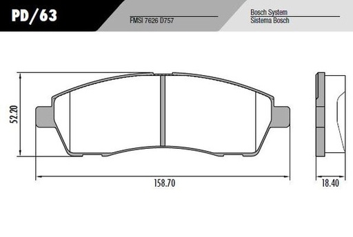 [PD63] [Frasle] PASTILLA F100 99/ F1000 DUTY  159x52x18  TRAS