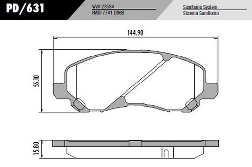 [PD631] [Frasle] PASTILLA JEEP COMPASS  144,8x55x16  DEL